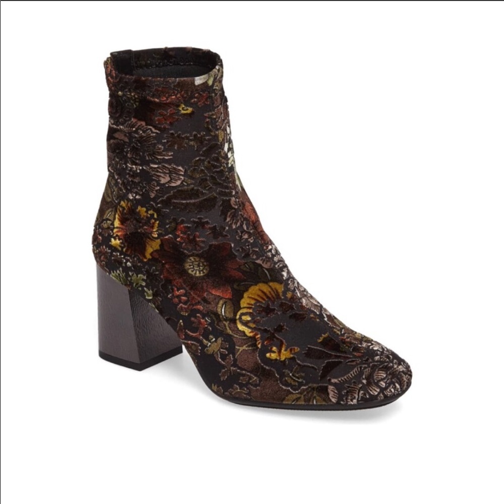 Portia Floral print stretch velvet booties